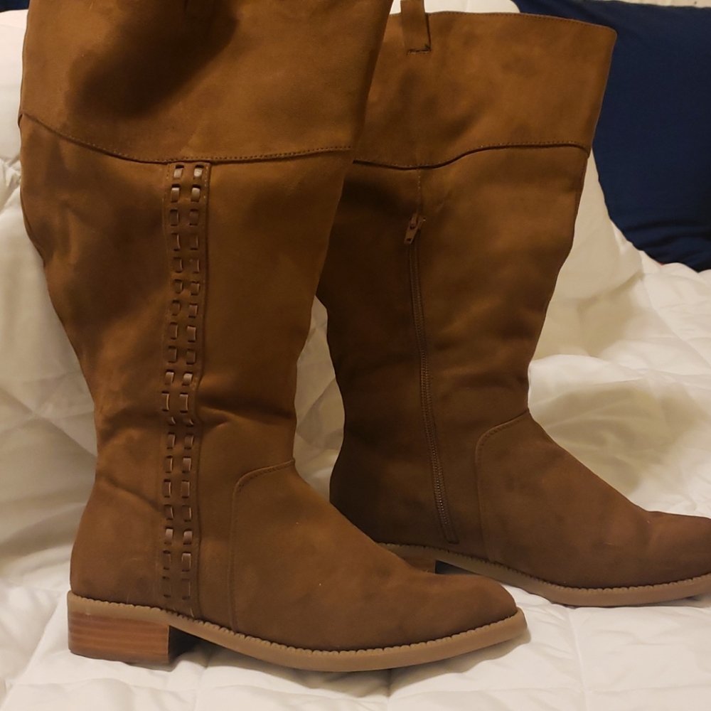 Tall suede wide calf boots from Maurices
